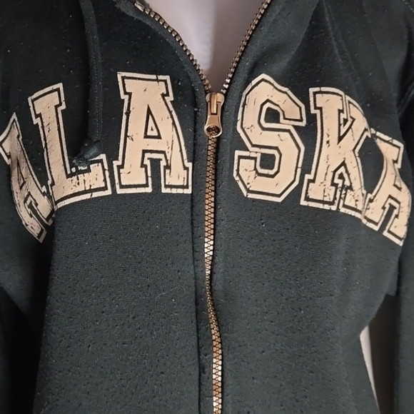 Cozy Alaska Green Zip Hoodie Mens SM - Picture 2 of 5